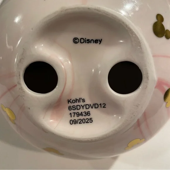 Kohl's 2025 Disney's Ceramic Mickey Mouse Head NWT Pink Swirl Marble Table Decor - Picture 8 of 10